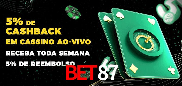 Promoções do cassino ao Vivo BET87